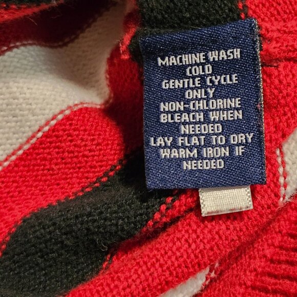 Chaps Classics Women’s M Red Black White Stripe 3/4 Sleeve Boat Neck Sweater - Picture 10 of 10